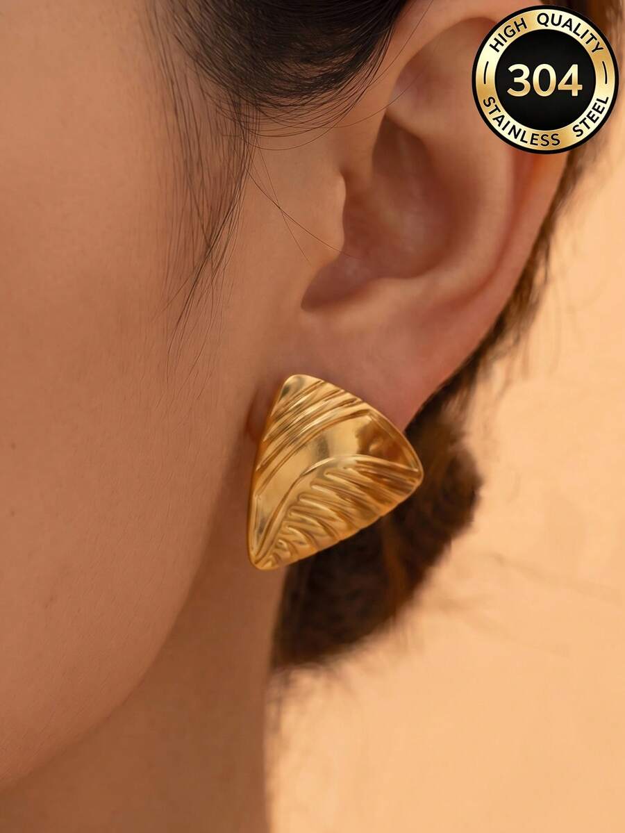 Vintage Geometric Stud Earring For Women Charm Gold Earring,Waterproof Stainlees Steel Jewelry Summer Vacation Jewellery For Wedding Party Daily Gift
