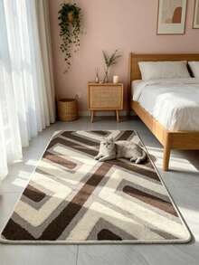 1pc French Luxury Cream Style Floral Diamond Pattern Thickened Carpet, Washable Living Room Rug, Home Decor, Kitchen Rug, Bathroom Rug - Multicolor - View 3