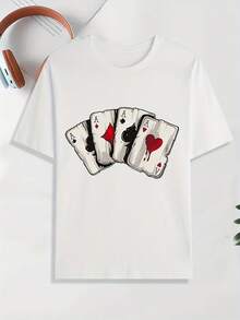 Men's Casual Printed Short Sleeve Shirt T ... - 白色 - 查看 1