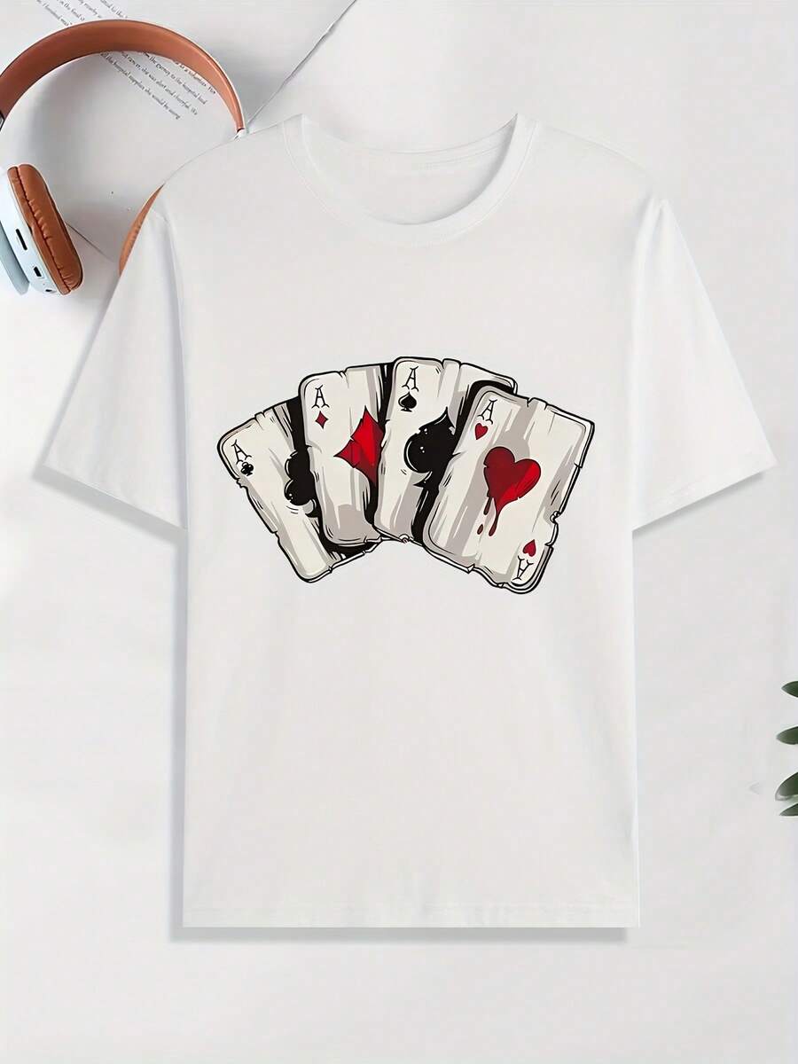 Men's Casual Printed Short Sleeve Shirt T ... - 白色 - 查看 1