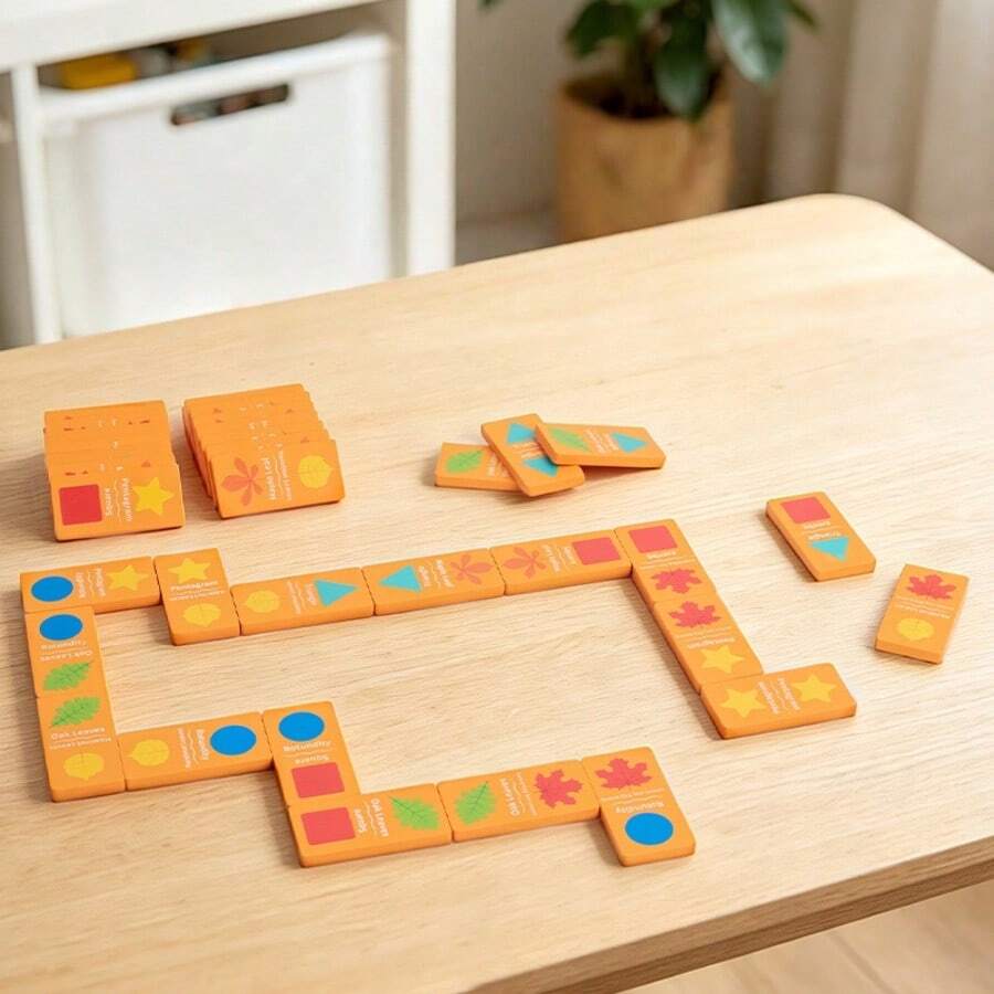 Wooden Domino Blocks Matching Puzzle Game, Montessori Early Education Toy For Children, Educational Thinking Training Game - Multicolor - View 1