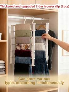 Multi-Layer Pants Rack - Space-Saving Foldable Design, Helps Efficiently Organize Your Closet; Suitable For Jeans, Leggings And Casual Pants Plastic Multi-Layer Pants Rack; Features Non-Marking Anti-Slip Storage Function, Easy To Assemble; Ideal For Holiday Preparation And Seasonal Closet Organization;,Bedroom Room Decor,Back To School - Multicolor - View 15