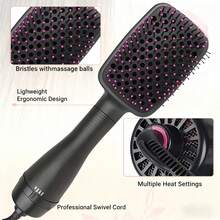3-In-1 Hair Dryer Brush & Hot Air Styling Brush, Hair Straightener Brush For Drying, Straightening & Smoothing, 3 Heat/Speed Settings, Paddle Design For All Hair Types. - US A Type Plug(110-127V) - View 5