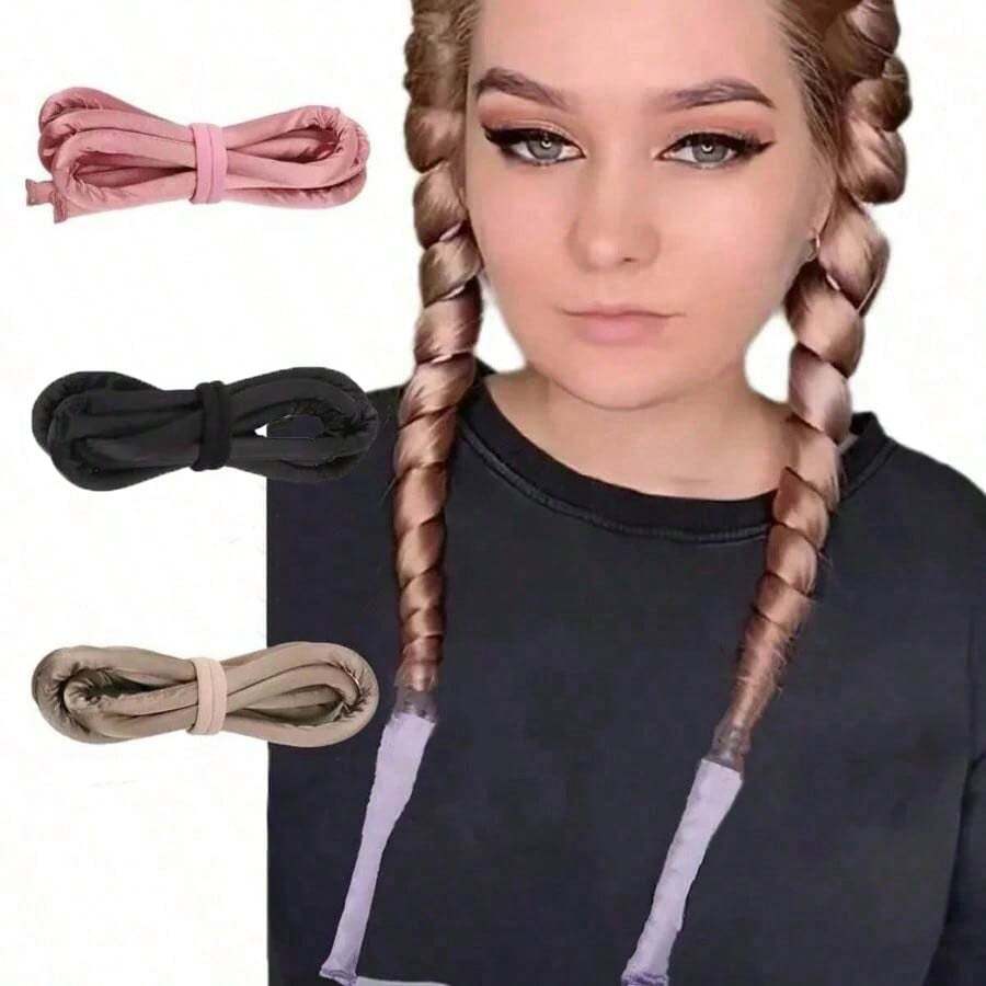 4pcs(1set)/1pc Women's Heatless Hair Curler - Overnight No-Heat Self-Made Wavy Styling Tool