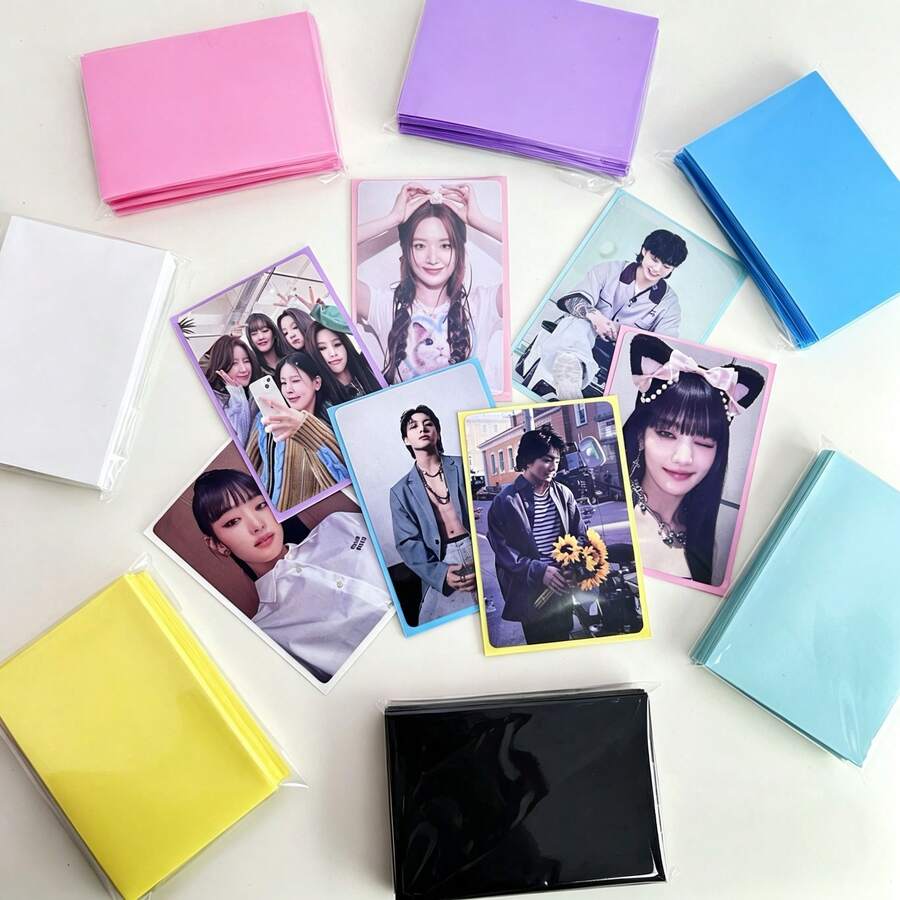 Cute 50pcs Kpop Photocard Sleeve Korea Photo Card Sleeves 61x91mm Clear Acid Free CPP Card Cover 3 Inch Photocard Holder Holographic Protector Film Album Binder DIY Photo Stickers Organizer Clear Pvc Bags