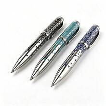 Luxury Metal Ballpoint Pen 3 Colors Green Black Blue Texture Silver Cap Executive Signature Smooth Writing Business Office Gift Pen Stationery For Men ﻿ - 148D - View 3