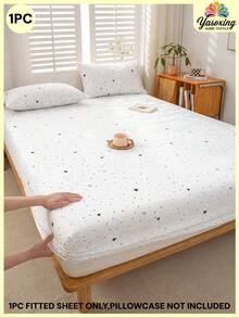 1 buah Sprei Fitted Motif Bintang Kecil Biru & Abu-abu dengan Alas Putih, Tanpa Isian, untuk Kamar Tidur, Serat Flanel Ultra Halus, Bernapas & Nyaman, 1 buah Sprei Fitted, Ukuran Ekstra Besar/Besar/Penuh/Twin, Desain Kantong Dalam, Muat Hingga 11,8 Inci - Putih - View 2