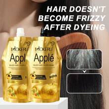 Pewarna Rambut MOKERU Apple Black - Kemasan Emas yang Mewah - Pilihan Hadiah yang Sempurna - Efektif Menutupi Uban - Formula Air Bersih Bebas Amonia dan Tidak Mengiritasi Kulit Kepala - Perlindungan Rambut Komprehensif - Warna dan Kilau Tahan Lama - Hitam - View 6