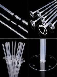 2/4 Sets Balloon Stand Kit, Includes Desktop Balloon Stand With Self-Adhesive Base, Balloon Column Stand And Accessories, Balloon Table Stand With Cup-Shaped Balloon Plug, Easy To Assemble Balloon Stand, 1 Set Transparent Balloon Stand, Suitable For Birthday Party And Wedding Table Decor - Multicolor - View 8