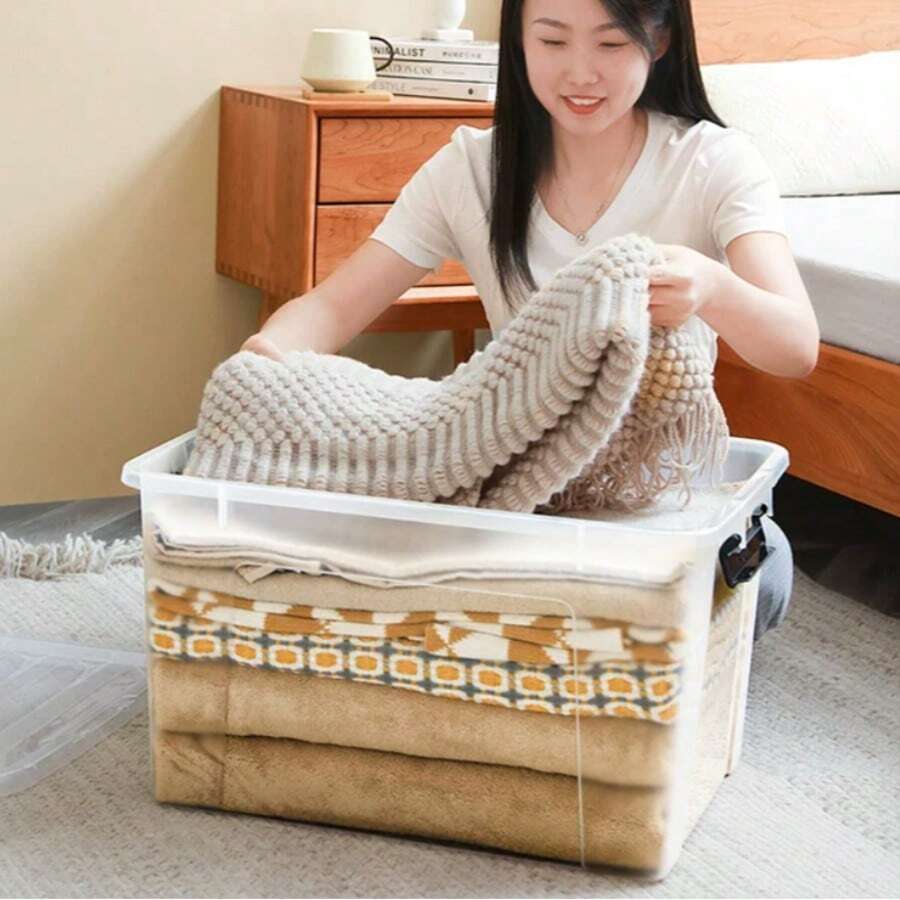 Extra-Large Thickened Transparent Plastic Storage Box, Suitable For Clothes, Toys, And Snacks. - A - View 1