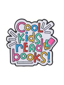 Broche de esmalte con lema de lectura colorido para niños, pin de metal con libro de dibujos animados, accesorio decorativo para bolso y escuela, niños geniales leen libros - Multicolor - Ver 10