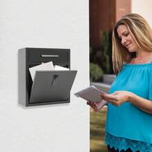 RibasuBB Wall Mounted Mailbox With Combination Lock, Large Capacity, Secure Metal Mail Box, Black - Default - View 6