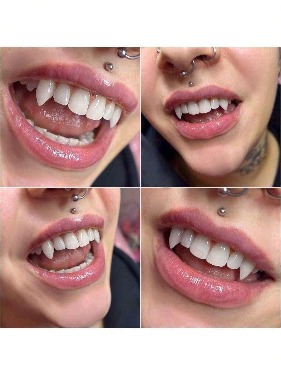 1 Pair Vampire Fang Teeth Decoration, Unisex Holiday Cosplay Accessory, Stage Prop Gift - Multicolor - View 1