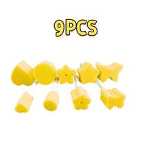 Set Kuas Stempel Spons Kuning 13/11/9/6/5 Buah, Alat Lukis Gagang Kayu dengan Bentuk Bintang/Hati/Senyum/Bunga/Geometris, Penyerapan Tinta Merata Kepadatan Tinggi, Mudah Dibersihkan & Cepat Kering untuk Kanvas & Scrapbooking - Stempel Spons Lukisan - View 11