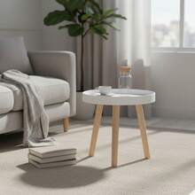 KIWI MOBLEKIT | Wooden And Metal Side Tables For Living Room Or Bedroom, Modern Functional Tables With Different Shapes And Heights, Fixed Or Folding Options For Home - 白色 35 公分 – 3 腿 - 查看 4