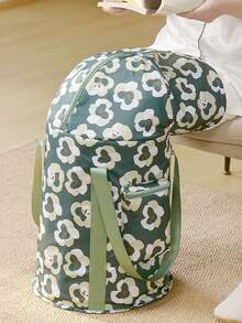 1pcsFloral Print Foldable Knee-High Foot Soaking Tub, Insulated Zipper Foot Spa Bucket With Knee Warm Cover, Portable Deep Leg Fumigation Foot Bath Basin With Carry Handles - View 3