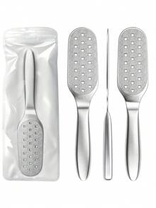 1pc Double-Sided Stainless Steel Foot File Pedicure Tool, Coarse & Fine Dual-Sided Foot Rasp To Remove Calluses, Foot Scraper To Remove Dead Skin And Cracked Heel Hard Skin, Portable Foot Exfoliation Care Tool - Silver - View 2