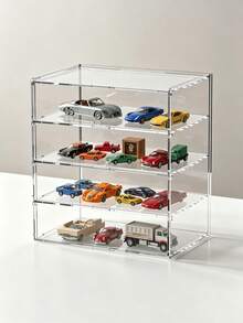 1 pieza Caja de exhibición acrílica transparente multicapa grande - 3 capas, caja de almacenamiento para coches a escala, vehículos de bloques de construcción, decoración de habitación, artículos esenciales para recién nacidos - Multicolor - Ver 2
