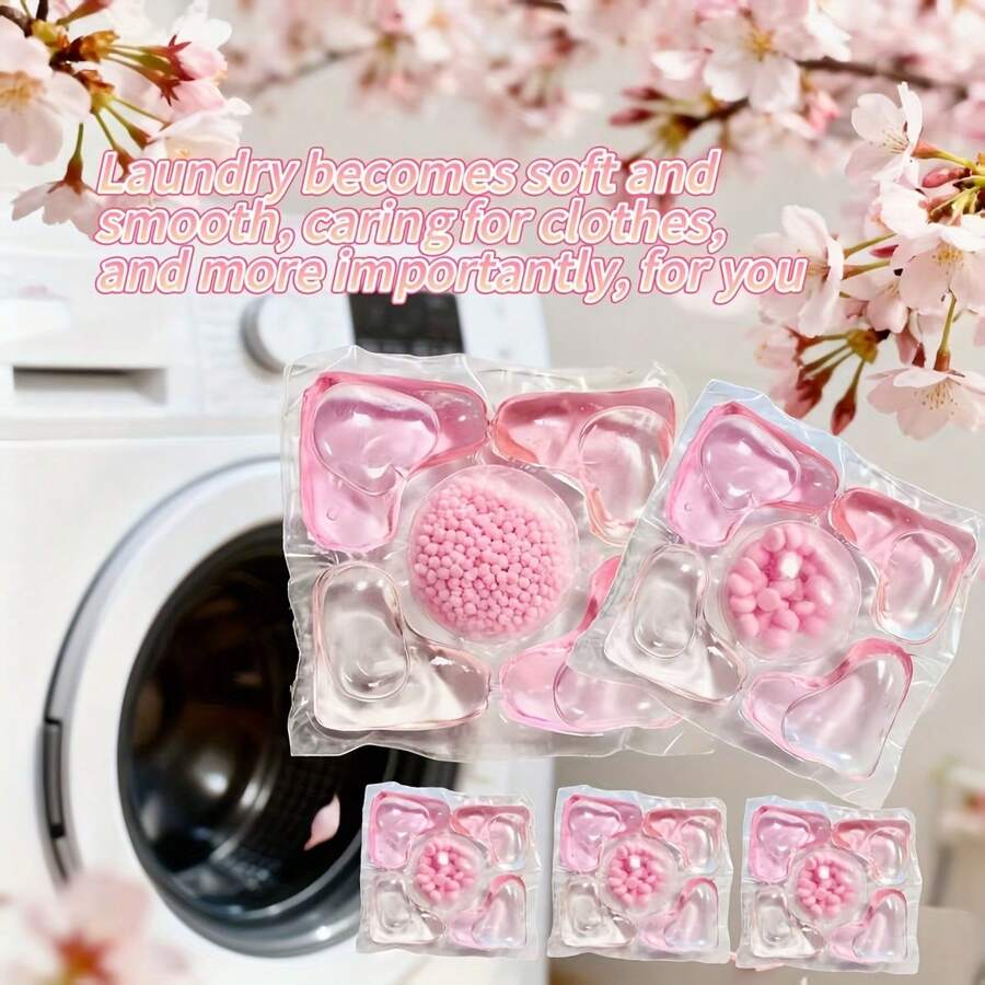 100pcs Pod Deterjen Konsentrat 5-in-1, Formula Penghilang Noda yang Ampuh, Aroma Bunga Sakura yang Tahan Lama, Cocok untuk Meningkatkan Efisiensi Pembersihan Mesin Cuci, Produk Pembersih Kapsul Gel Plastik, Kompatibel dengan Semua Deterjen - Liquid - View 1