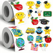 500 buah Stiker Doodle Hadiah Bentuk Asimetris Besar 1,5 Inci 2 Gaya untuk Dipilih Stiker Label Tertutup Alat Tulis Kantor, Hari Pertama Sekolah - MultiWarna - View 1