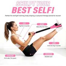 Upgraded Resistance Band With Handles, Handles Available In 29cm/11.4in And 23cm/9.05in, Soft Foam Fabric Foot Pedal, Seated Exercise Equipment For Abdomen, Waist, Arms, Core/Abs And Legs - Multicolor - View 6
