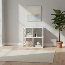 KIWI MOBLEKIT | Wooden Shelves For Storage And Decoration, Cube Or Rectangular Models With Door Or Drawer Options, Modern Auxiliary Furniture For Living Room, Bedroom Or Office - 四格書架 60x29.5x59 公分 白色 - 查看 2