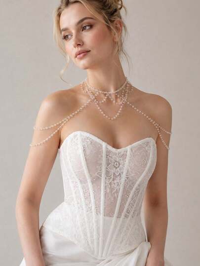 1 Peça Nova Joia Corporal com Corrente de Ombro e Borlas Multicamadas, Acessório Minimalista de Luxo Elegante para Vestido de Noiva, Casamento e Vestido de Festa para Mulheres
