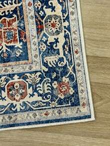 Heza Home Runner-matta, halkfri matta, tvättbar köksmatta, bohemisk hallmatta, entrématta, modern matta - Marinblå - Visa 3