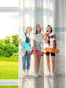 1pc Customized Photo Curtain, Personalized Curtain With Photo And Text, Custom Curtain, Warm Atmosphere - Suitable For Mother's Day, Valentine's Day, Birthday, Father's Day, Wedding, Christmas, Tea Room, Bedroom, Living Room, Bathroom - Multicolor - View 6