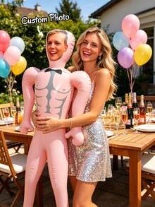 1pc Customized Large Inflatable Blow Mold Prop, Personalized Face Inflatable Blow Mold, Large Inflatable Blow Mold, Pool Party Fun Bachelor Party Gift, Inflatable Husband, Inflatable Groom, Special Occasion - Multicolor - View 1