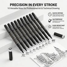Precision Needle Liner Pen Set, Fine Tip Drawing Pens, Waterproof Archival Ink, Multi-Specification Sketching Pens, Suitable For Art Illustration, Manga, Anime, Technical Drawing, Office Documents And Bullet Journal - Sets - View 7