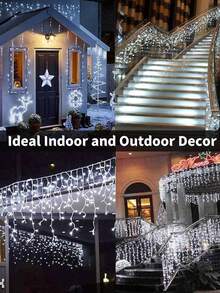 Solar Garden Icicle Light Strings,Outdoor Waterproof Curtain String Light,Solar Icicle Light String 97 Leds/160 Leds,8 Flashing Modes,Suitable For Summer Garden Party Yard Christmas Balcony,Tree Hanging,Yard,Roof,Walls,Camping Decor Holiday Garlands - Solar-powered Icicle Light Strings - View 13