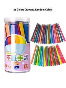 12/24/36 Colors Washable Plastic Crayons, Art Supplies For Coloring And Creative Works - No Dirty Hands Crayons - View 11