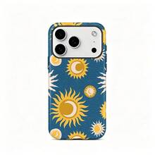 Phone Case: Vintage Sun Moon Star Pattern  Style Glossy Film Case Double-Layer Drop-Proof Full Coverage Protective Case For IPhone 17/16/15/14/13/12/11 Pro Max/X/XS/XR/Air/Plus - 白色 - 查看 3