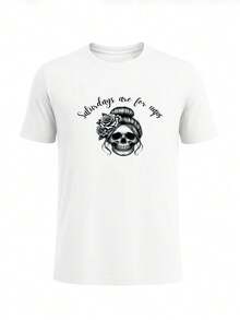 Men Small Graphic Print T-Shirt Soft Cotton Casual Tee - 白色 - 查看 1