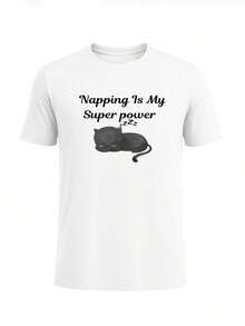 Men Clean Letter Print T-Shirt Regular Fit Soft Cotton Tee - 白色 - 查看 1