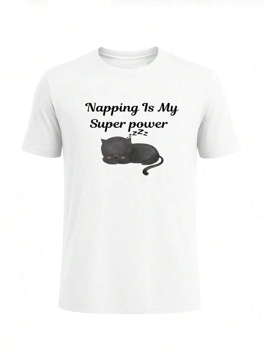 Men Clean Letter Print T-Shirt Regular Fit Soft Cotton Tee - 白色 - 查看 1