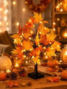 Lighted Maple Tree Autumn Decor, Thanksgiving Maple Leaf Tabletop Tree, Lighted Autumn Home Decor, Suitable For Thanksgiving, Harvest, Farmhouse Style, Home Decor, Wedding Party, Gift, Indoor, Outdoor - Multicolor - View 8