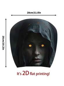 2 Pieces Modern Style Hooded Eye-Catching Mysterious Woman Pattern Car Headrest Cover, Upgrades Interior Decoration, Showcases Unique Charm, Elastic Design, Easy Installation Suitable For All Models, Applicable In All Seasons, Women's Car Accessories - [Double-sided Printing]2pcs - View 2