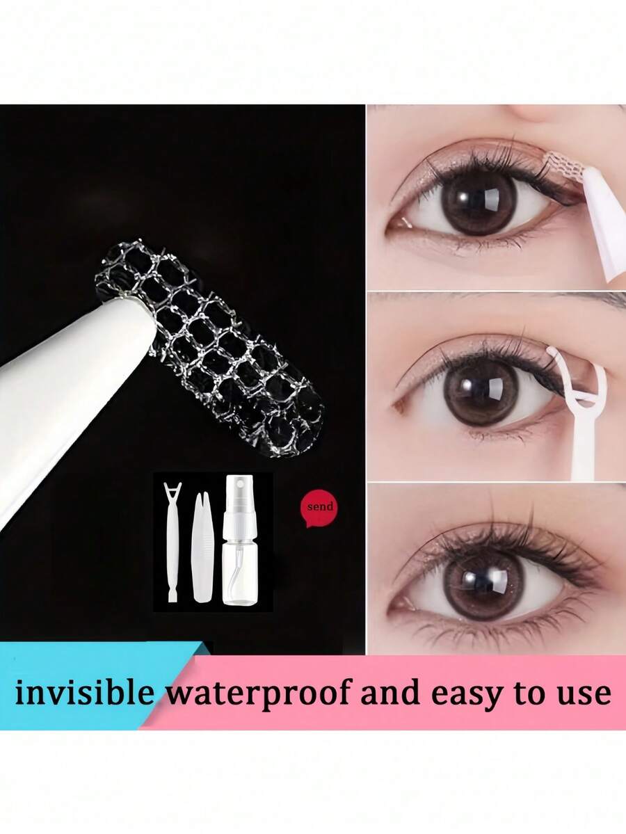 240pcs Eyelid Tape Set, Invisible Waterproof, Easy To Use, Lace Design Eyelid Tape, Waterproof, Breathable, Eye Shape Adjustment - Multicolor - View 1