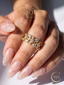 1pc Sparkling Star Leaf Ring, Suitable For Red Carpet Events, Wedding Ceremonies And Anniversary Gifts - Baby's Breath Leaves - View 2