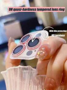 1pc Bright Color Camera Lens Protector With Metal Ring, Compatible With IPhone 17/13/14/Pro/Max/15/16 Pro Max - Pink - View 4