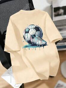 Tween Boy Casual Fun Graphic Print Crew Neck Pullover Short Sleeve T-Shirt Summer Top - Apricot - View 3