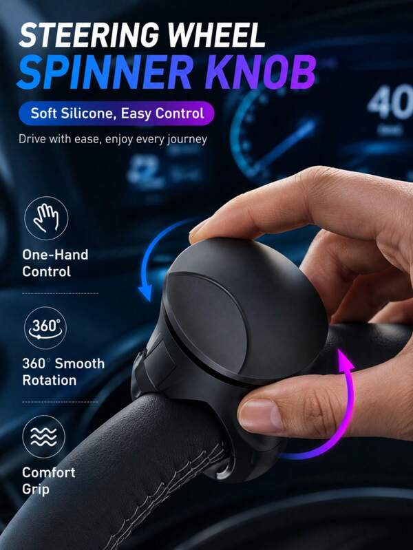 Tay nắm vô lăng silicon cầm tay dễ sử dụng mới nhất năm 2026 - Thiết kế xoay 360°, chống trượt, thao tác bằng một tay, phù hợp hoàn hảo với mọi dòng xe, kiểu dáng màu đen thời trang! Tay nắm vô lăng này giúp việc lái xe dễ dàng và an toàn hơn. Cho dù là di chuyển trong thành phố hay những chuyến đi đường dài, nó đều có thể giúp bạn lái xe dễ dàng hơn.