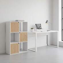 KIWI MOBLEKIT | Wooden Shelves For Storage And Decoration, Cube Or Rectangular Models With Door Or Drawer Options, Modern Auxiliary Furniture For Living Room, Bedroom Or Office - 六格書架 58.5x29x87.5 公分 白色 - 查看 9