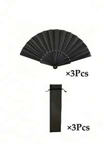 10/20pcs Wedding Hand Fan Party Favors, Black Plastic Folding Handheld Fan With Organza Bag, Suitable For Summer Wedding Guests And Dance Props - Multicolor - View 12