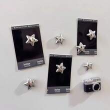 6/12pcs Silver Star Fridge Magnets, Cute Decorative Magnetic Stickers For Kitchen, Office Whiteboard, Storage Cabinet, Dishwasher And Refrigerator, Kitchen Decor, Home Decor, Mother's Day Gift - Five-pointed Star - View 1