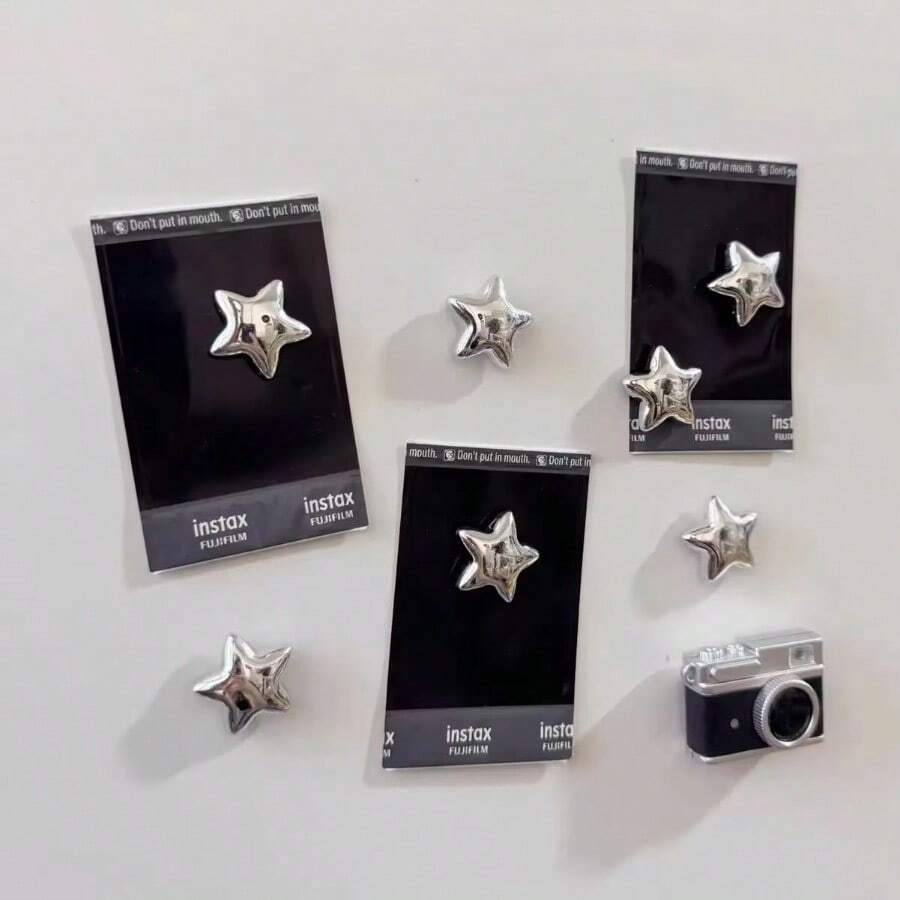 6/12pcs Silver Star Fridge Magnets, Cute Decorative Magnetic Stickers For Kitchen, Office Whiteboard, Storage Cabinet, Dishwasher And Refrigerator, Kitchen Decor, Home Decor, Mother's Day Gift - Five-pointed Star - View 1