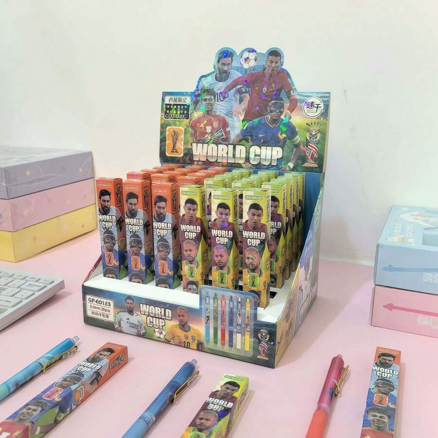 2026 FIFA World Cup Best-Selling World Cup Football Blind Box Pen Creative Star Peripheral Signature Pen Retractable Neutral Ink Pen Escuela - World Cup Pen - View 1