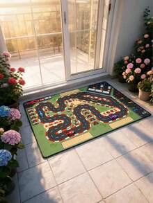 Meilleure au Moyen-Orient, 1 pièce Tapis de piste de course, Tapis de jeu de voiture jouet, Tapis de salle d'étude, Tapis de salle de jeux, Tapis de salon, Tapis de chambre, Paillasson d'entrée, Cadeau du Nouvel An, Lavable en machine, Tapis décoratif polyvalent à la mode pour la maison - Multicolore - Voir 17